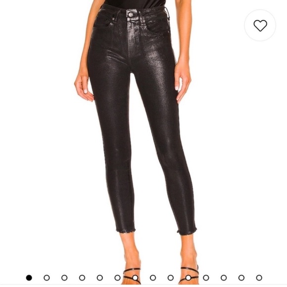 Free people] Black Leather effect distressed Jean - Picture 4 of 11